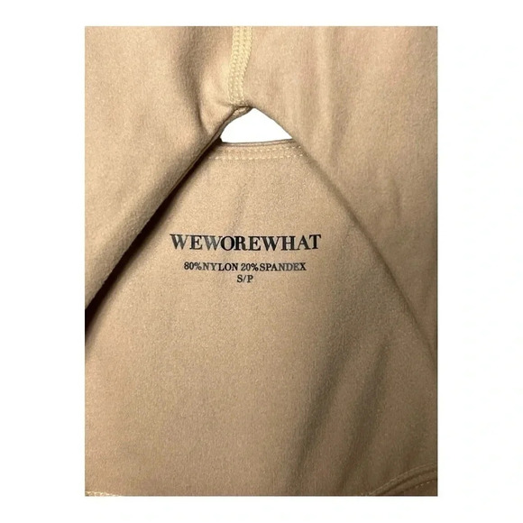 1565. WEWOREWHAT SLEEVELESS CUTOUT BODYSUIT WITH SHORT KEYHOLE IN FRONT BEIGE - Picture 5 of 10